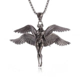 Retro Fallen Angels Necklace for Men Women Holy Four Wings Angel Goddess Pendent Punk Personality Jewelry Anniversary Gifts