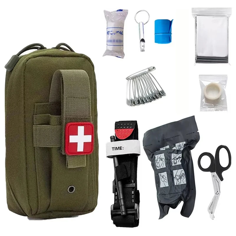 10 Pieces Outdoor Survival Tactical Camping First Aid Equipment Field Emergency Suit Battlefield Should Backpack