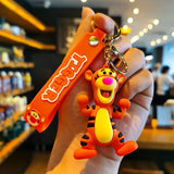 Disney Winnie Piglet Tigger Keychains Cute Cartoon Baby Boy Girl Figure Keyring Kawaii Minnie Key Chain Model Kid Toy Children G