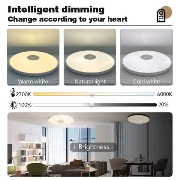 TUYA Smart Music Ceiling Light LED RGB Remote Control APP Bluetooth Audio Home Decorative Light Living Room Bedroom Ceiling Lamp