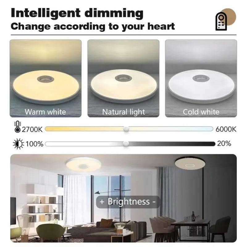 TUYA Smart Music Ceiling Light LED RGB Remote Control APP Bluetooth Audio Home Decorative Light Living Room Bedroom Ceiling Lamp