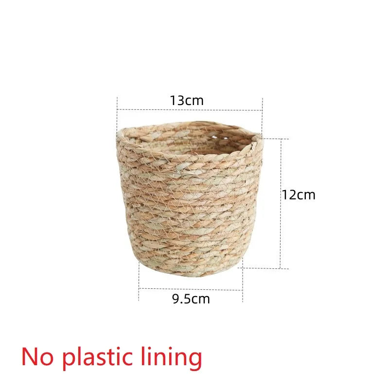 Woven Grass Flower Plant Pot Basket Planter Basket Indoor Outdoor Flower Pot Garden Decorative Flower Plants Basket Storage Use