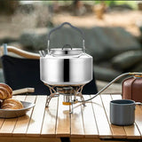 Portable Stainless Steel Tea Kettle Outdoor Camping Teapot Kettle Coffee Pot 1.2L Capacity Water Kettle Hiking Picnic Tableware