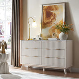 FlutedDresser, Modern Chest of Drawers with Faux Marble Top, Curved Profile Design, Wood Drawer Organizer for Bedroom
