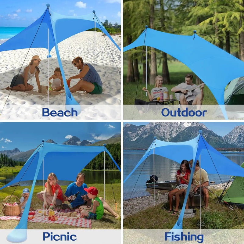 Beach Sun shade UV Resistant Camp bed Tent Outdoor Sun Shelter Canopy garden house Windproof Rope Stable with storage bag