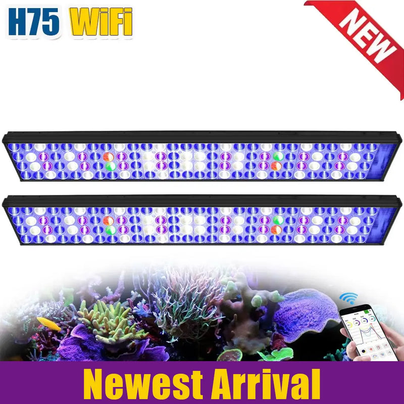 New PopBloom WiFi Reef Aquarium Led Light, Marine Aquarium Lamp Full Spectrum for 60cm 90cm 120cm SPS/LPS Coral Aquarium Tank