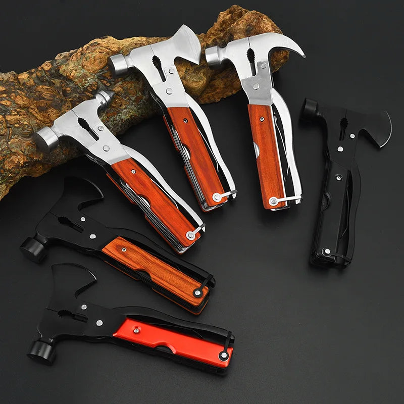 Multi-function Axe Hammer Portable Outdoor Tool Stainless Steel Car Rescue Hammer Window Breaker for Hiking Climbing  Fishing