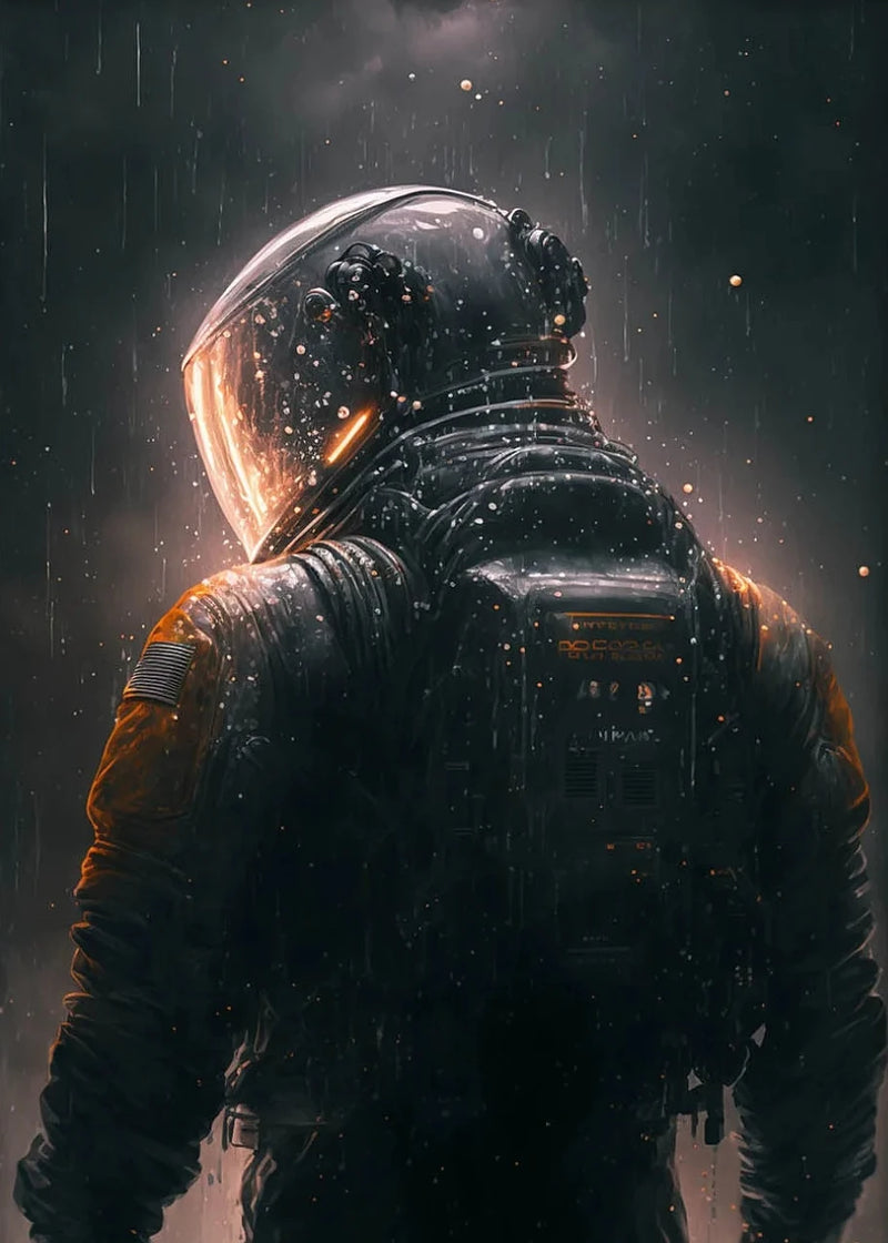 Astronaut Spaceman Oil Painting Wall Art Vibrant Sci-Fi Canvas Print Poster Colorful Outer Space Themed Living Room Decor Gift