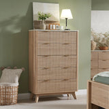 FlutedDresser, Modern Chest of Drawers with Faux Marble Top, Curved Profile Design, Wood Drawer Organizer for Bedroom