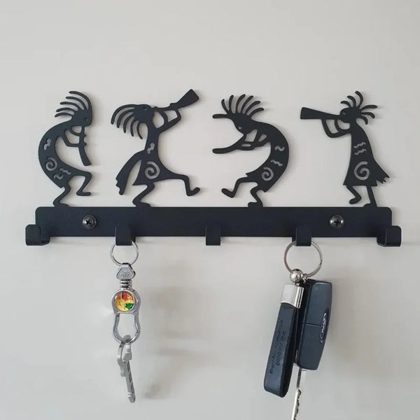 Wall Mounted Coat Rack Vintage Black Metal Key Holder Wall Hooks for Clothes & Hats Stylish Wall Hanger Elegant Artwork