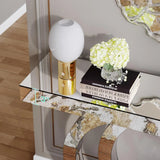 43.3-Inch Mirrored Console Table, Entryway Table with Thickened Mirror Finish Tabletop, Glass Sofa Table Foyer Table