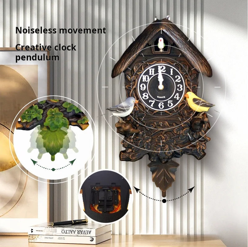 Cuckoo Clock Control Alarm for Kids Room European Style Electronic Silent Wall Clock Cuccu Watch  Living Room Home Decor