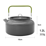 0.8L/1.1L/1.2L/1.6L/2L/2.5L Aluminum alloy Portable Outdoor Camping Coffee and Tea Kettle for Hiking Fishing Picnic and Cooking