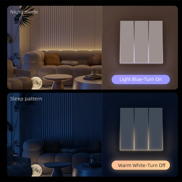 AVATTO Tuya WiFi Smart Light Switch New Blade Series Push Button Switch With Ambient Light Works With Alexa Google Home Alice