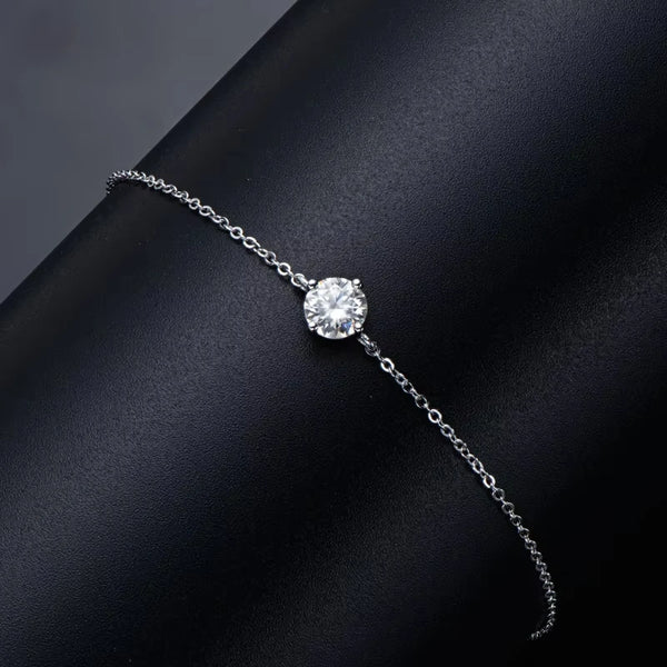Certified 1 Carat Moissanite Bracelet for Women Adjustable Classic Lab Diamond Hand Chain 925 Silver Wedding Jewelry Gift
