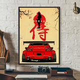 Japanese Cars Samurai Poster Poster HD art sticky wall waterproof home living room bedroom bar aesthetic decoration