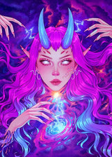 Cyber Punk Anime Neon Cool Girl Poster Aesthetic Purple Canvas Painting Wall Art Prints Pictures Gamer Room Home Decoration
