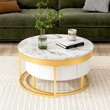 Coffee Table, Modern Round Nesting Coffee Table with Drawers Easy To Assemble, Circle Coffee Tables for Living Room