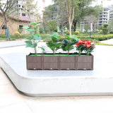 Rectangular Raised Garden Bed Kit Indoor Outdoor Plastic Planter Grow Box For Fresh Vegetables Herbs Wers & Succulents Brown