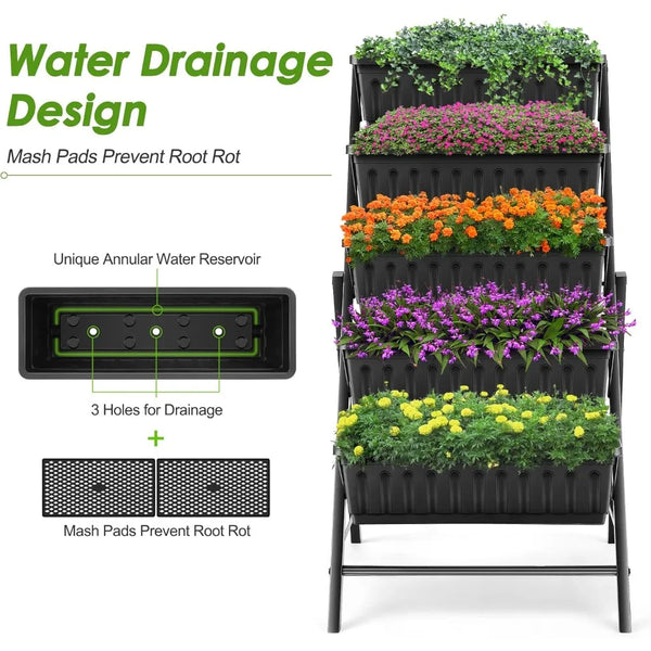 Vertical Raised Garden Bed, 5 Tiers Elevated Garden Planters, 23 * 26 * 45Inch Indoor Outdoor Raised Planter Box
