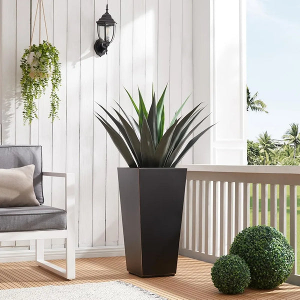 Metallic Taper Planter, 26 Inch Planter Tall Tapered Planter for Front Porch, Patio, Deck, Garden Indoor/Outdoor Tree Planters,
