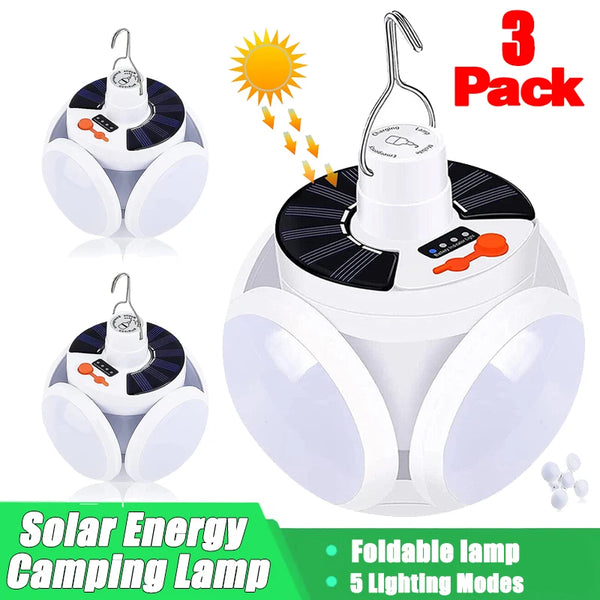 Solar Camping Lamp 5 Modes SOS Waterproof USB Rechargeable Energy LED Remote Control Foldable Lantern Portable Emergency Lamp