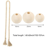 Farmhouse Beads 58in Wood Bead Garland with Tassels Rustic Country Decor Prayer Boho Beads Big Wall Hanging Decor