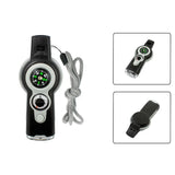 1 Emergency Survival Whistle with Lanyard Multifunctional Tool Multi-Functional LED Outdoor Compass Hiking Electronic Whistle
