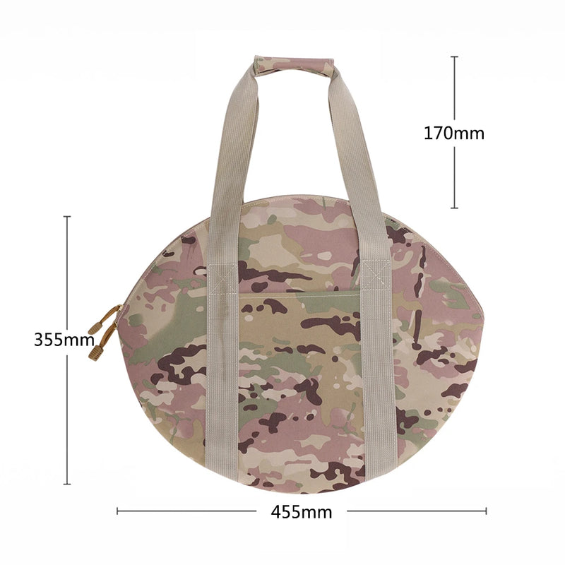 Frying Pan Bag Case 600D Oxford Grill Plate Carry Bag Wear-resistant Side Pocket Outdoor BBQ Tool Beach Picnic BBQ Accessories