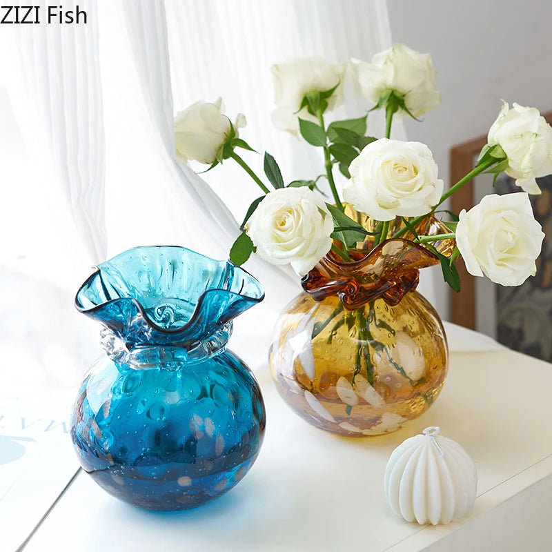 Lucky Bag Glass Vase Ornament Hydroponic Vase Artistic Flowers Vessels Decorative Vases Flower Arrangement Dried Flower Vases