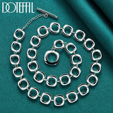 DOTEFFIL 925 Sterling Silver Square Round Chain Necklace For Women Man Charm Wedding Engagement Party Fashion Jewelry