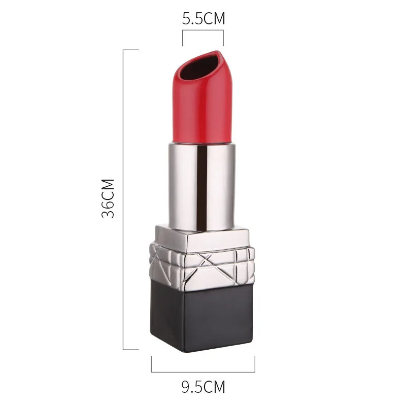 Creative Lipstick Vase Ceramic Dried Flower Flower Arrangement Accessories Countertop Vase Modern Home Living Room Decoration