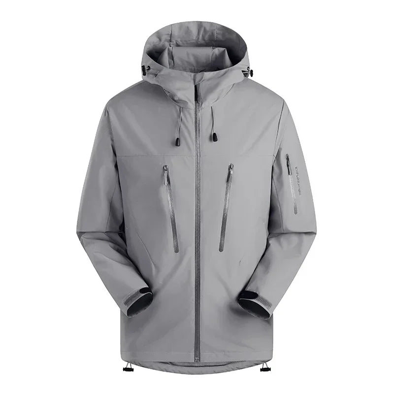 Spring Autumn Men's Windbreaker Fashion Outdoor Mountaineering Travel Windproof Waterproof Hooded Jacket Slim Fit Versatile Coat