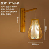 Classic Bamboo Wood Lustre Wall Sconce Lamp Rustic Ceiling Rattan Wicker Light Handmade Art Craft for Home Living Bed Room Decor