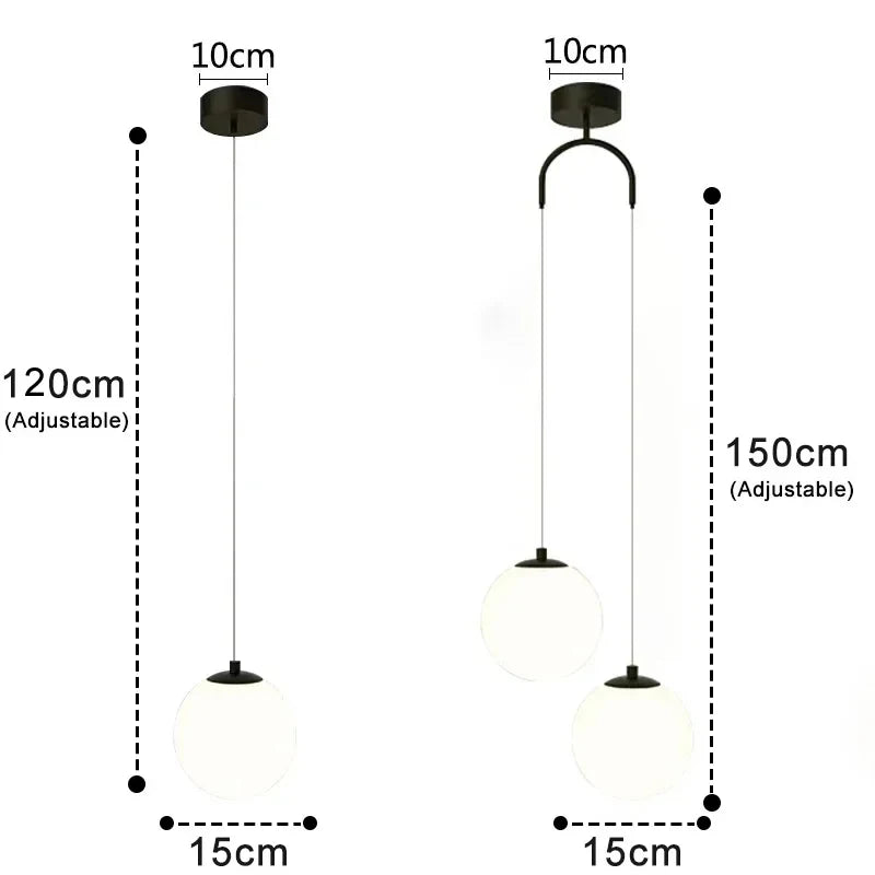 Modern Long Dining Room Chandeliers Glass Ball Lampshade Light Over The Table Kitchen Office Pendant Lamp Home Decor Luminaires