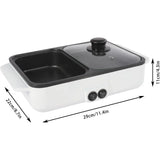 Hot Pot with Grill, Electric Hot Pot and Frying Pan Shabu Shabu Pot with Grill 2 in 1 Indoor NonStick Shabu Shabu Pot andGriddle
