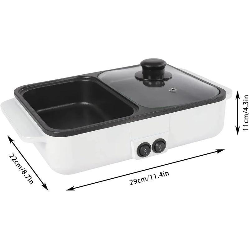 Hot Pot with Grill, Electric Hot Pot and Frying Pan Shabu Shabu Pot with Grill 2 in 1 Indoor NonStick Shabu Shabu Pot andGriddle