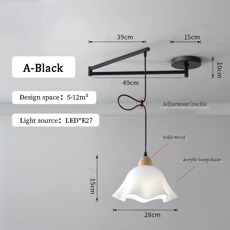 Modern Dining Table Rocker Chandeliers LED Can Be Shifted Long Pole Lamps Nordic Simple Telescopic Folding Long Arm Chandelier