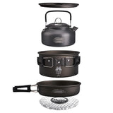 WELLHIKE Camping Cookware Set with Water Kettle Portable Camping Stove Tableware Pot Outdoor Fishing Camping Kitchen Supplies