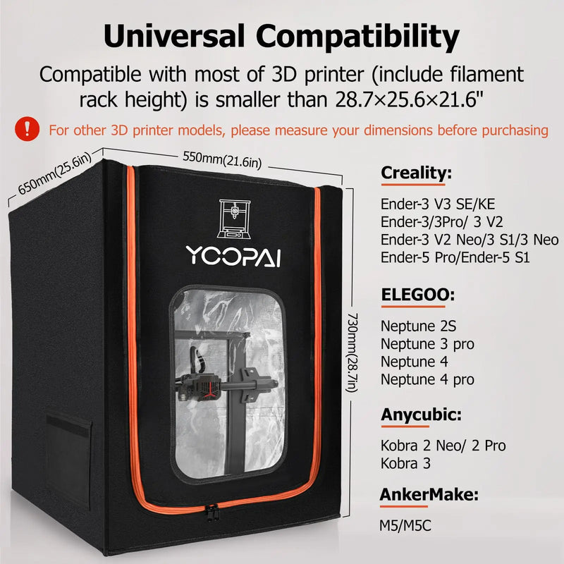 YOOPAI 3D Printer Enclosure with LED light For Creality Ender series Fireproof Dustproof Constant Temperature  Easy install