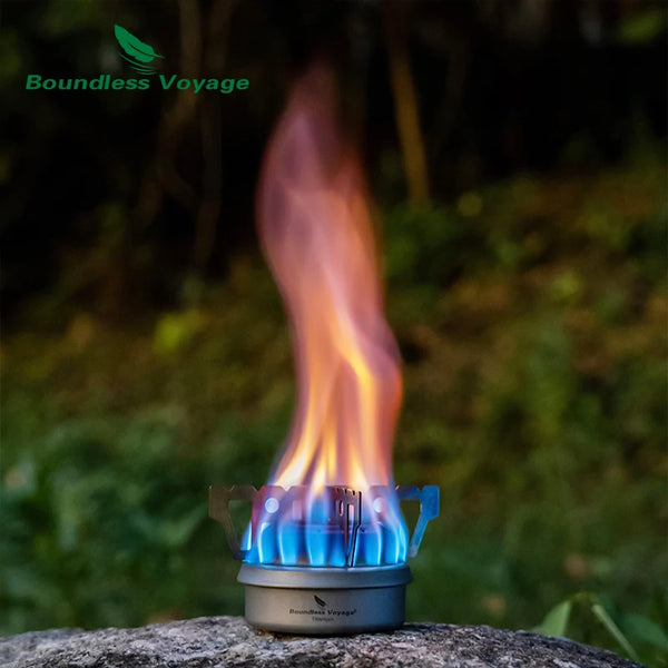 Boundless Voyage Camping Alcohol Stove Titanium Spirit Stove Backpacking Pocket Alcohol Heater Outdoor Mini Burner with Stand