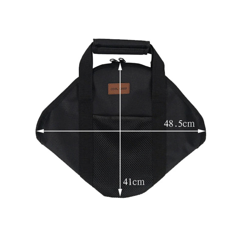 Frying Pan Bag Case 600D Oxford Grill Plate Carry Bag Wear-resistant Side Pocket Outdoor BBQ Tool Beach Picnic BBQ Accessories