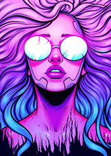 Cyber Punk Anime Neon Cool Girl Poster Aesthetic Purple Canvas Painting Wall Art Prints Pictures Gamer Room Home Decoration