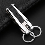 Top Grade Men Leather Waist Hanging Anti-lost Removable Belt Keychain Metal Double Keyring Auto Pendant Key Holder Accessories