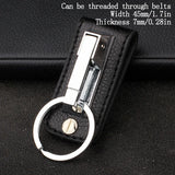 Top Grade Men Leather Waist Hanging Anti-lost Removable Belt Keychain Metal Double Keyring Auto Pendant Key Holder Accessories