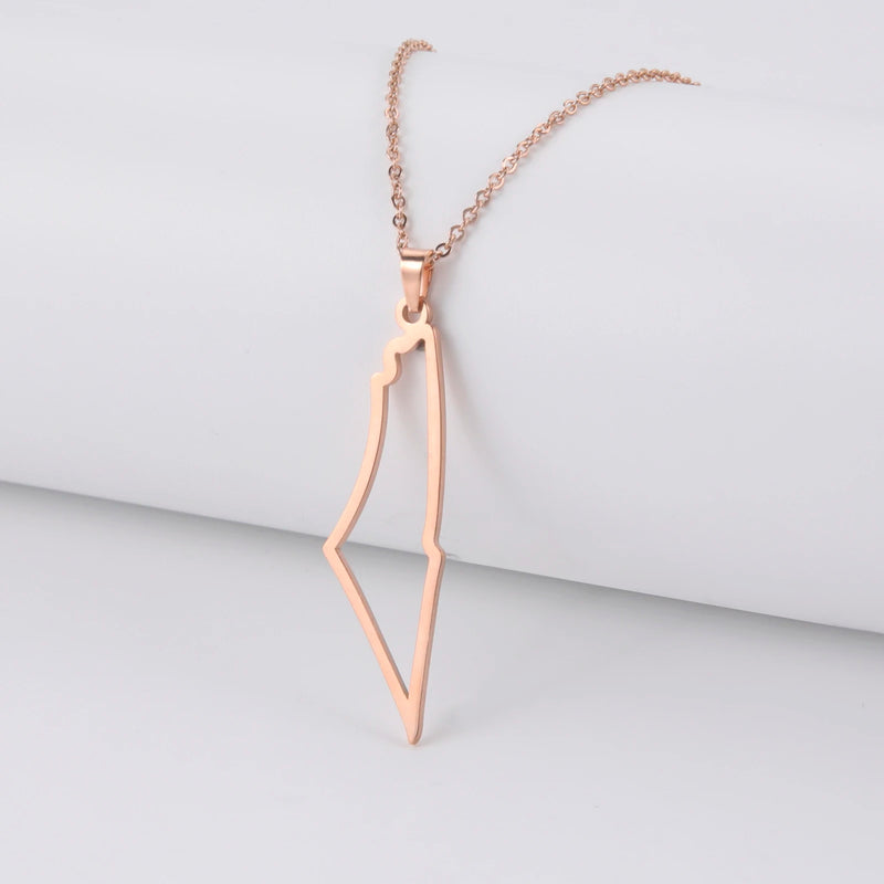 Israel Palestine Map Pendant Necklace For Women Men Arabic African Jamaica Stainless Steel Gold Color Chain Necklaces Jewelry