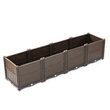 Rectangular Raised Garden Bed Kit Indoor Outdoor Plastic Planter Grow Box For Fresh Vegetables Herbs Wers & Succulents Brown