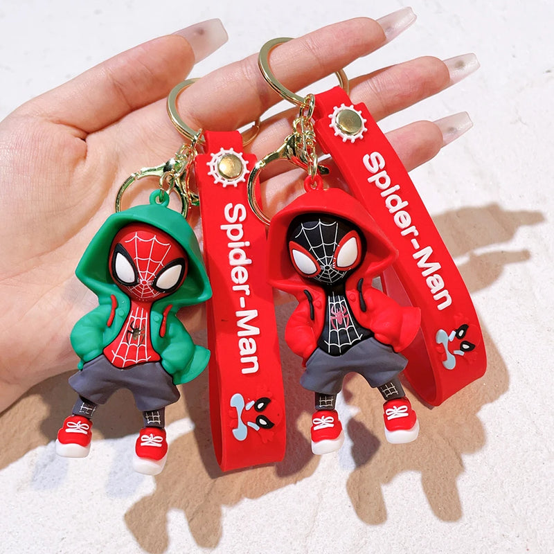 Disney Marvel Spider-Man Keychain Cartoon Comics Avengers Series Key Ring Pendant Ornaments Jewelry Gifts for Friends