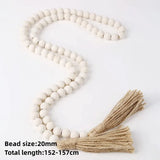 Farmhouse Beads 58in Wood Bead Garland with Tassels Rustic Country Decor Prayer Boho Beads Big Wall Hanging Decor