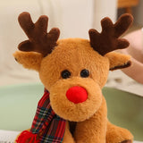 30cm Lovely Reindeer Plush Toys Kawaii Christmas Deer with Scarf Dolls Stuffed Soft Pillow for Christmas Decoration Gift